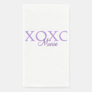 Xoxo valentine's day add name purple pastel minima paper guest towels