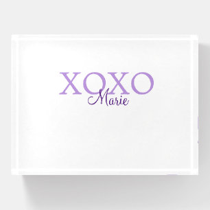 Xoxo valentine's day add name purple pastel minima paperweight