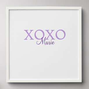 Xoxo valentine's day add name purple pastel minima peel and stick photo tile