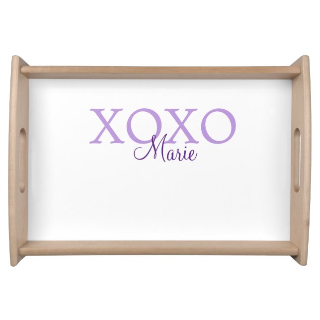 Xoxo valentine's day add name purple pastel minima serving tray (Front)