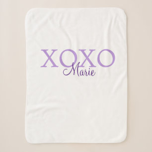 Xoxo valentine's day add name purple pastel minima sherpa blanket