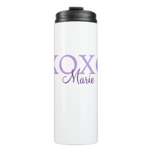 Xoxo valentine's day add name purple pastel minima thermal tumbler