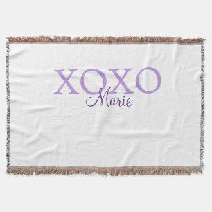Xoxo valentine's day add name purple pastel minima throw blanket