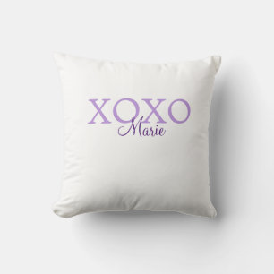 Xoxo valentine's day add name purple pastel minima throw pillow