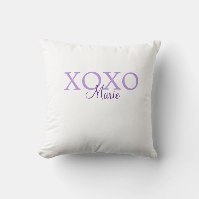 Xoxo valentine's day add name purple pastel minima throw pillow (Front)