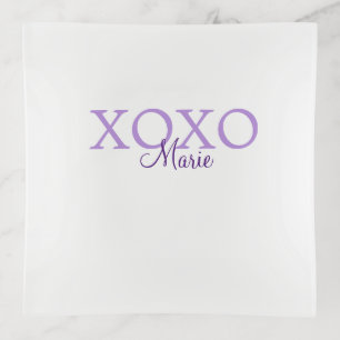Xoxo valentine's day add name purple pastel minima trinket tray