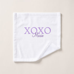 Xoxo valentine's day add name purple pastel minima wash cloth