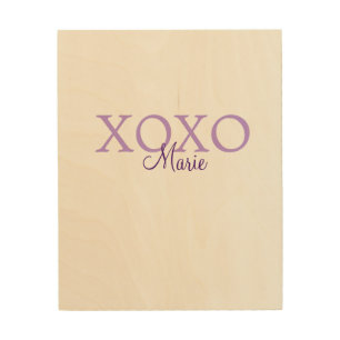 Xoxo valentine's day add name purple pastel minima wood wall art
