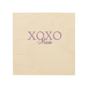 Xoxo valentine's day add name purple pastel minima wood wall art