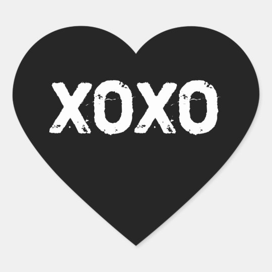 XOXO Valentines Day Black White Hugs Kisses Custom Heart Sticker