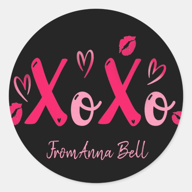 Xoxo Valentines Day Cute Valentine Favors Classic Round Sticker (Front)