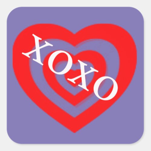 XOXO Valentines Day Heart Square Sticker