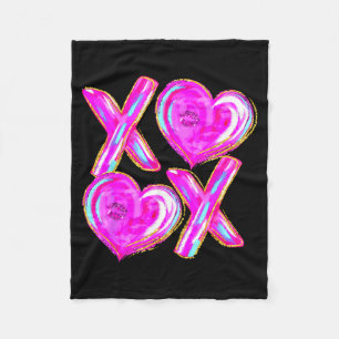 Xoxo Valentines Day Love Funny Coquette Bow Checke Fleece Blanket