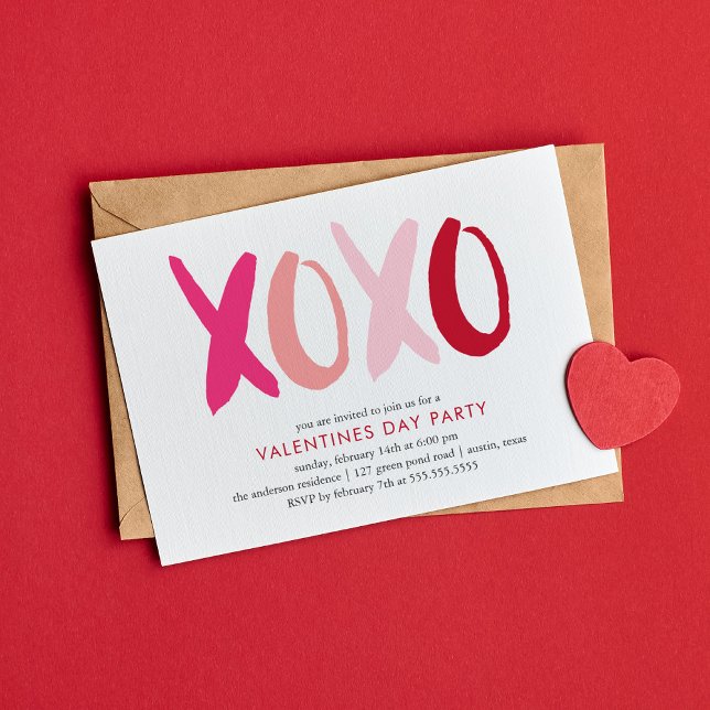 "XOXO" Valentines Day Party Invitation (Creator Uploaded)