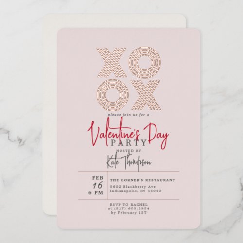 XOXO Valentines Day Party Rose Gold  Foil Invitation