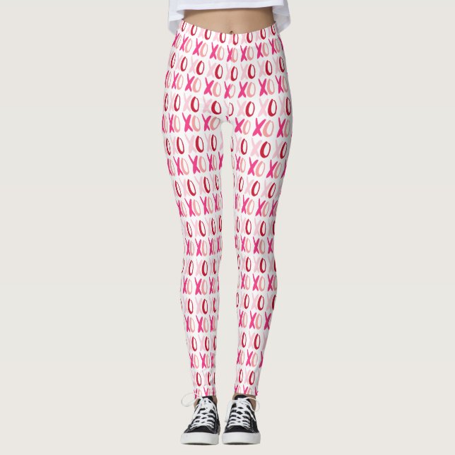 "XOXO" Valentines Day Pattern Leggings (Front)