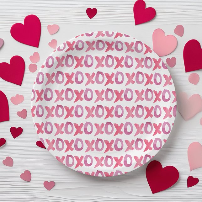 XOXO Valentine's Day Patterned Paper Plates (Creator Uploaded)
