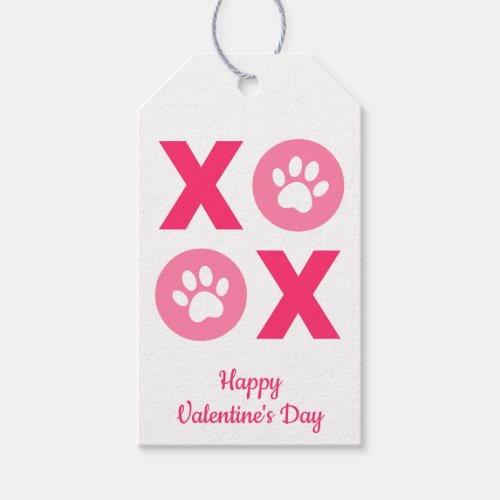 XOXO Valentines Day Paw Print Gift Tags