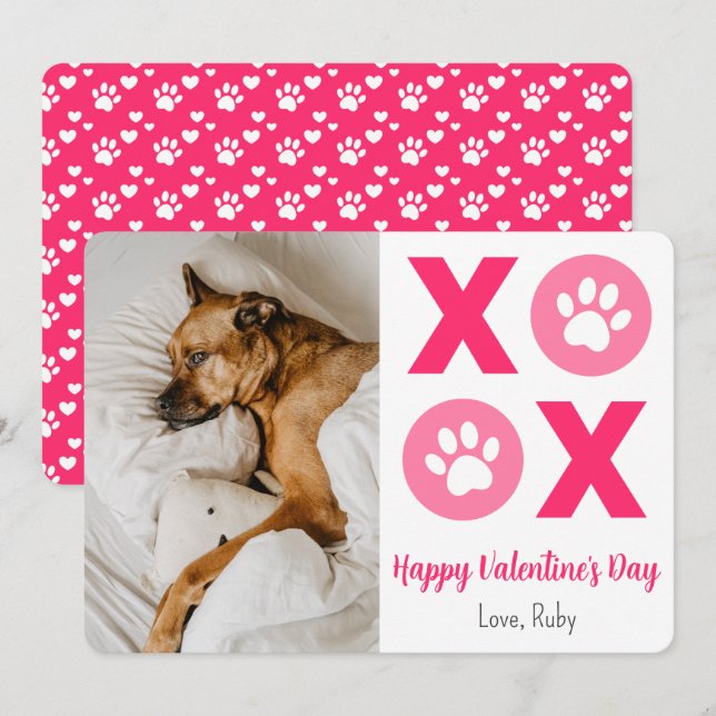 XOXO Valentine's Day Pet Dog Photo Holiday Card (Front/Back)