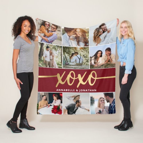 XOXO Valentines Day Photo Collage  Fleece Blanket