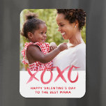 XOXO Valentine's Day Photo Magnet for Mom<br><div class="desc">Custom printed Valentine's Day magnet personalized with your photo and text. This modern minimalist design features red watercolor hand lettering that says XOXO. Message below reads "Happy Valentine's Day to the Best Mama" or you can customize it with your own special message for mom, grandma or other special person in...</div>