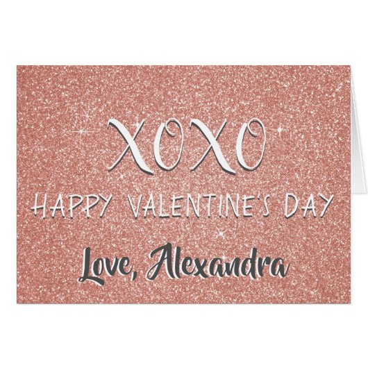 XOXO Valentine's Day Pink Rose Gold Sparkle (Front Horizontal)