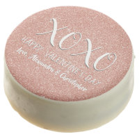 XOXO Valentine's Day Pink Rose Gold Sparkle Chocolate Dipped Oreo