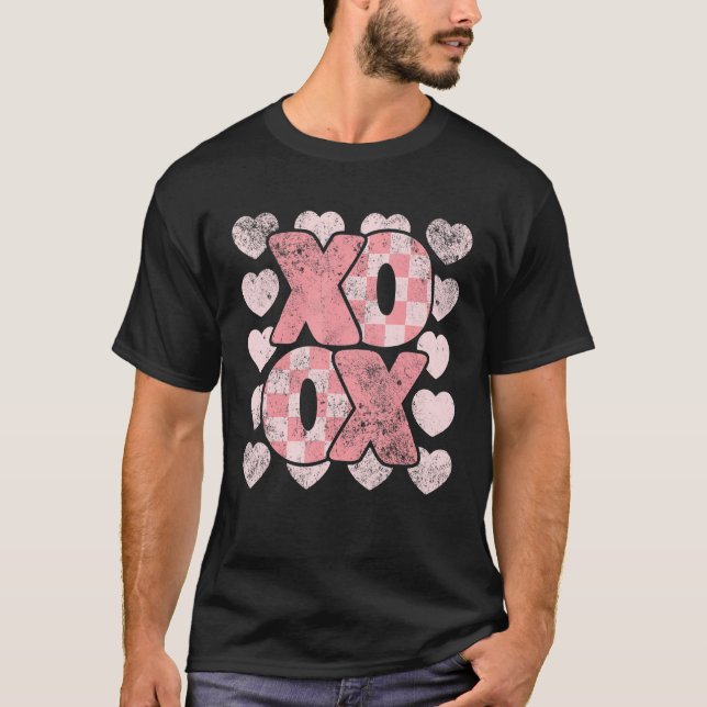 XOXO Valentine's Day Retro Groovy Love Valentine H T-Shirt (Front)