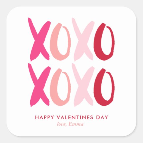 XOXO Valentines Day Square Sticker