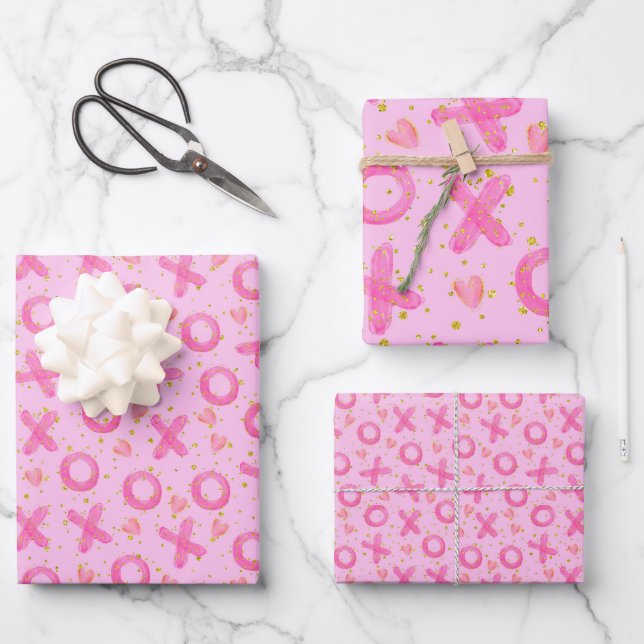 XOXO Valentine's Day Wrapping Paper Sheets (Front)