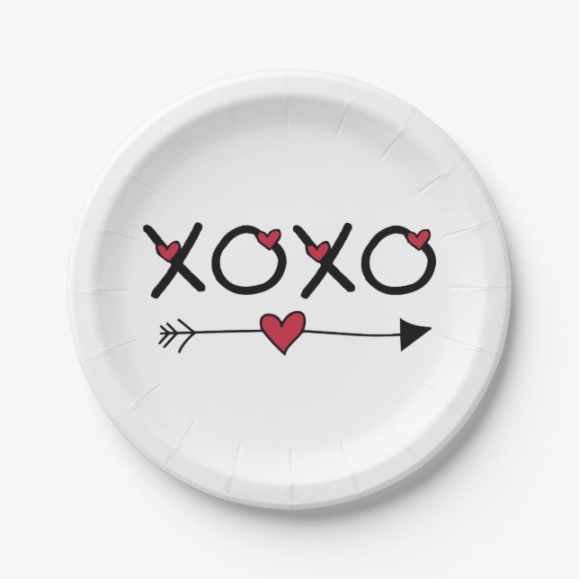 XOXO Valentines Paper Plates (Front)
