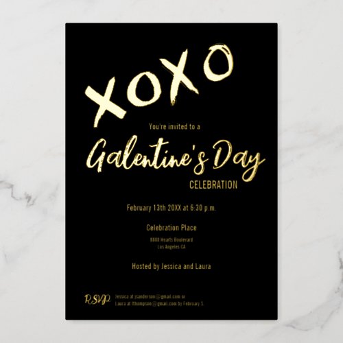 XOXO Valentines Party Galentines Day Friends Foil Foil Holiday Card