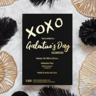 XOXO Valentines Party Galentine's Day Friends Foil Holiday Card