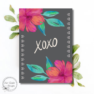 XOXO Watercolor Florals Anniversary Card