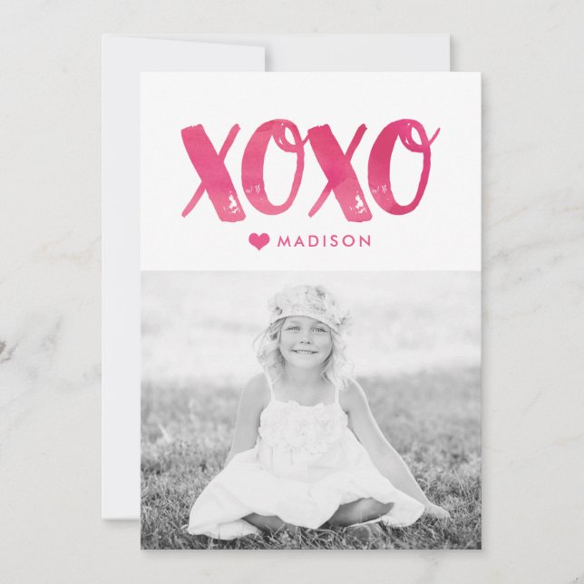 XOXO Watercolor | Valentine's Day Photo Card (Front)