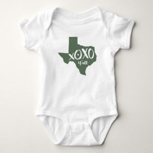 XOXO, Y'all - Cactus Green Texas State Shape Baby Bodysuit