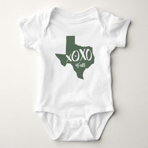 XOXO Yall _ Cactus Green Texas State Shape Baby Bodysuit