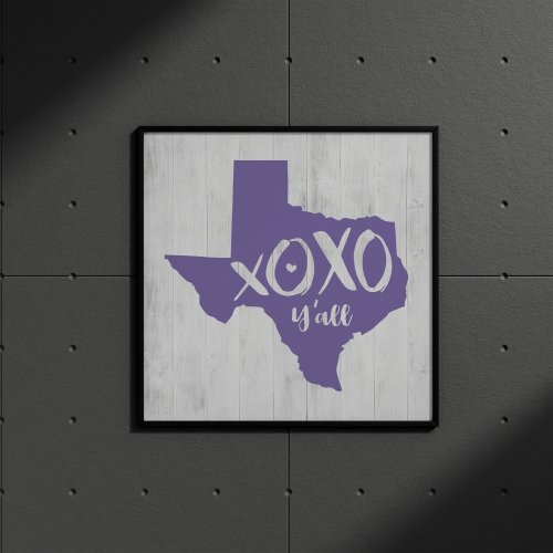 XOXO Yall _ Periwinkle Purple Texas State Shape Poster