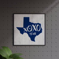 XOXO, Y'all - State Flag Blue Texas State Shape