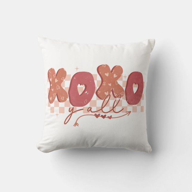 XOXO Y'all Valentine's Day Throw Pillow (Front)