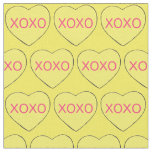 XOXO Yellow Candy Heart Valentine's Day Pastel Fabric