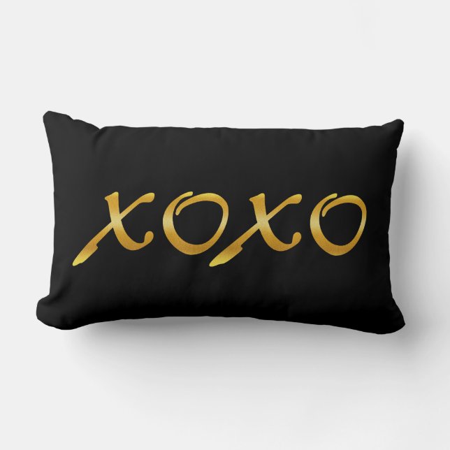 XOXO's in Gold & Black Lumbar Pillow (Front)