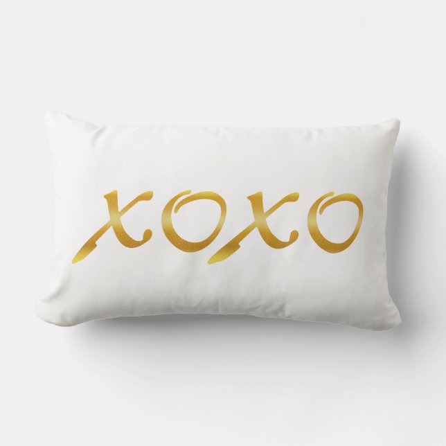 XOXO's in Gold Lumbar Pillow (Front)