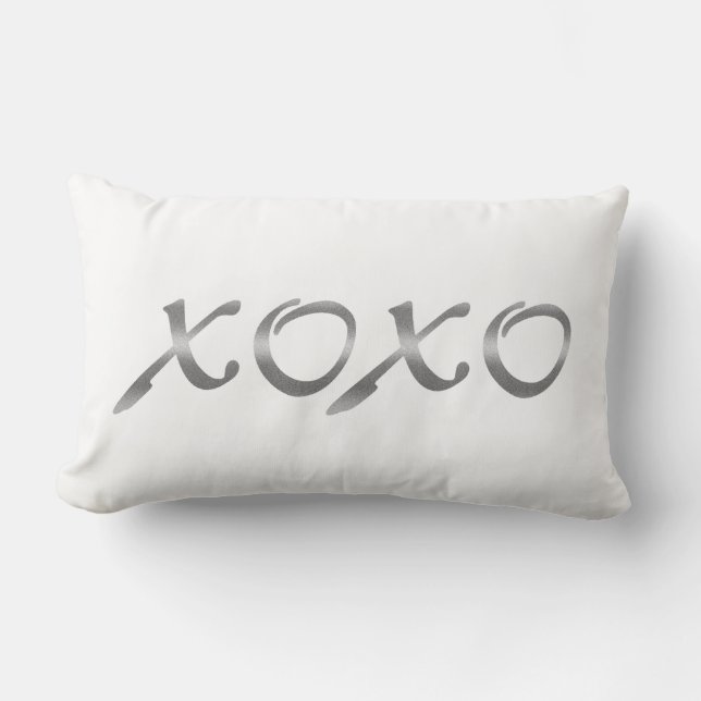 XOXO's in Silver Lumbar Pillow (Front)
