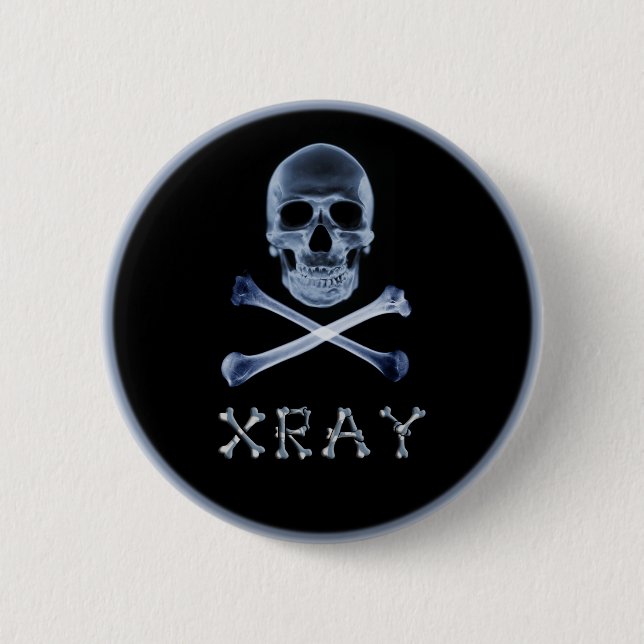 XRAY PIRATE Flag RADIOLOGY JOLLY ROGER Pinback Button (Front)