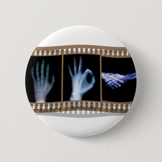 XRAY SIGN LANGUAGE FILM - HAND OK HANDSHAKE PINBACK BUTTON (Front)