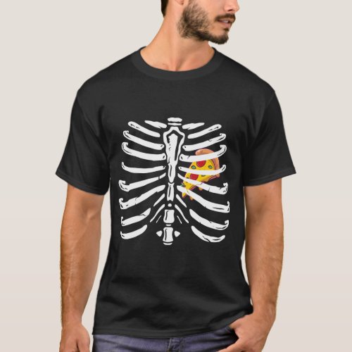 Xray Skeleton Rib Cage Pizza Lover Funny Halloween T_Shirt