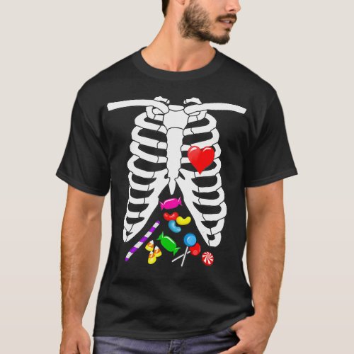 Xray Skeleton Ribs Rib Cage Halloween Candy T_Shirt