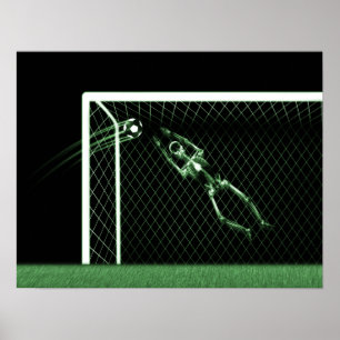 XRAY SKELETON SOCCER GOALIE GREEN POSTER