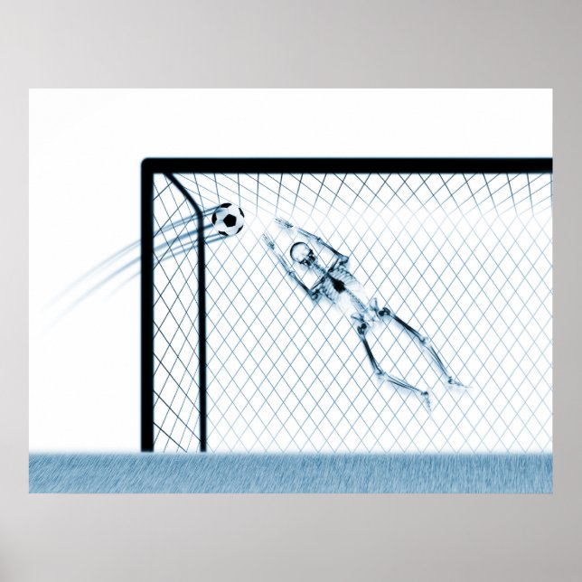 XRAY SKELETON SOCCER GOALIE WHT BLUE POSTER (Front)